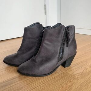 Elegant Charcoal Heeled Ankle Boots